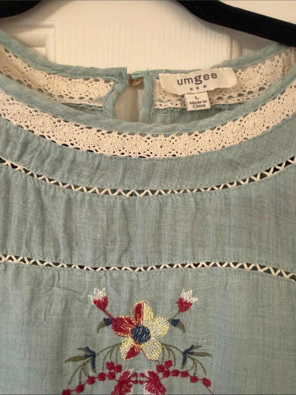 Umgee Dress Womens Large Boho Floral Embroidered Tunic Cottagecore Flirty - Picture 7 of 11